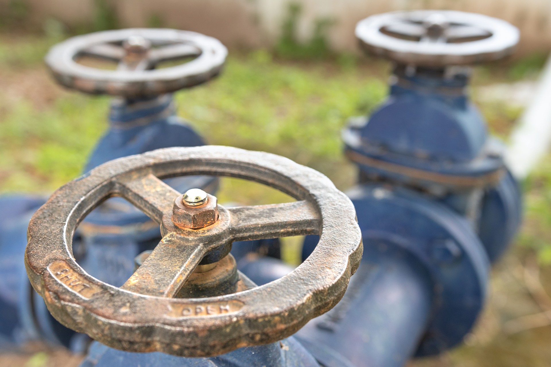 A pump station delivers water for agricultural watering, Water pumping station. Valve faucet and pumps